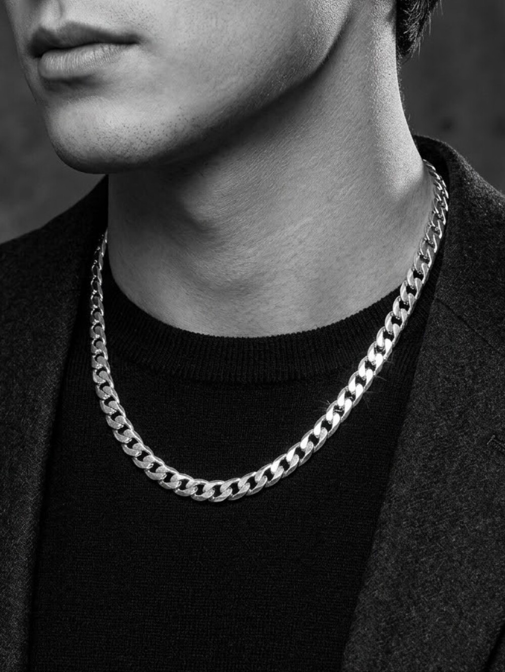 925 Classic Cuban Link Chain Necklace in Silver Tone